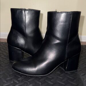 Sleek Black Leather Ankle Booties